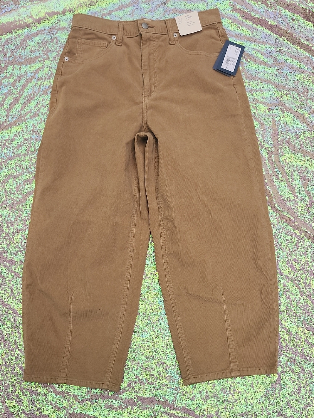 Barrel Leg Tan Corduroy Women's Pants NWT